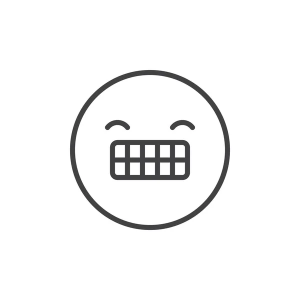 Icona Linea Emoticon Faccia Intelligente Segno Vettoriale Contorno Pittogramma Stile — Vettoriale Stock