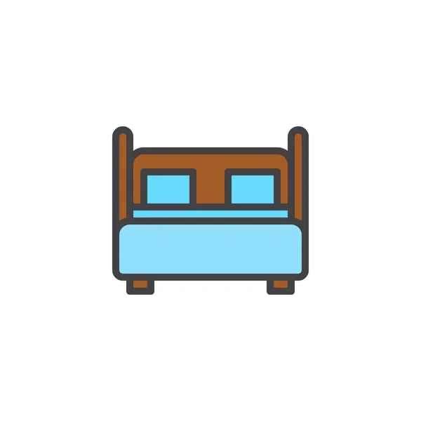 Двуспальная Кровать Домашняя Мебель Заполненная Значком Контура Векторным Знаком Линии — стоковый вектор