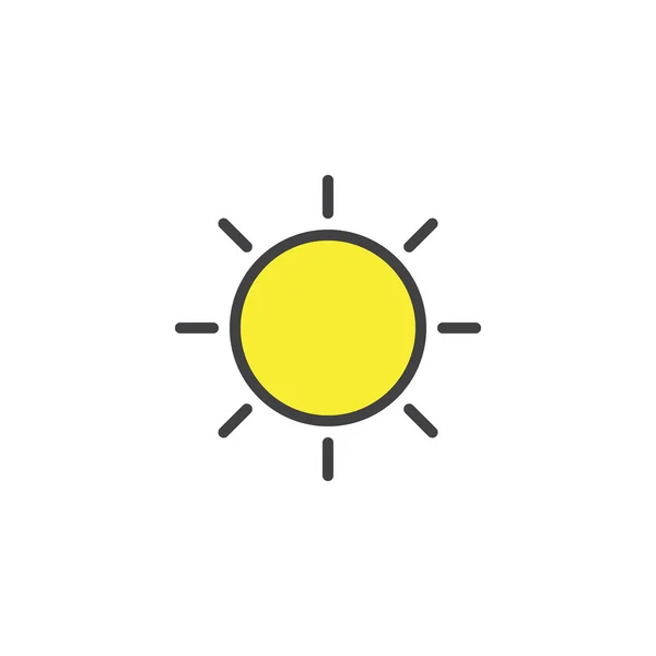 Заполненный Солнцем Значок Контура Знак Вектора Линии Линейная Красочная Пиктограмма — стоковый вектор
