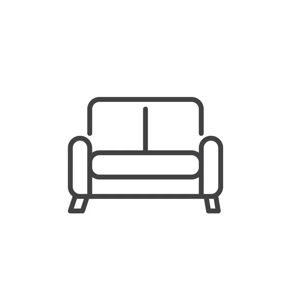 Sofa Haushaltsmöbel Linie Symbol Umriss Vektorzeichen Linearen Stil Piktogramm Isoliert — Stockvektor