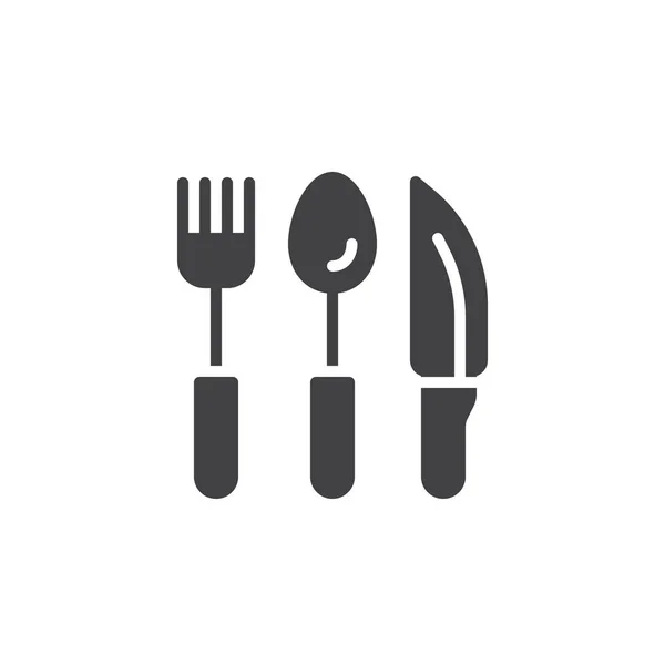 Cutlery Fork Spoon Knife Icon Vector Filled Flat Sign Solid — Stock Vector