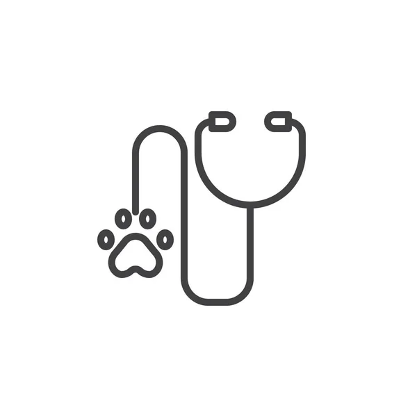 Stethoscope Animal Diagnosis Line Icon Outline Vector Sign Linear Style — Stock Vector