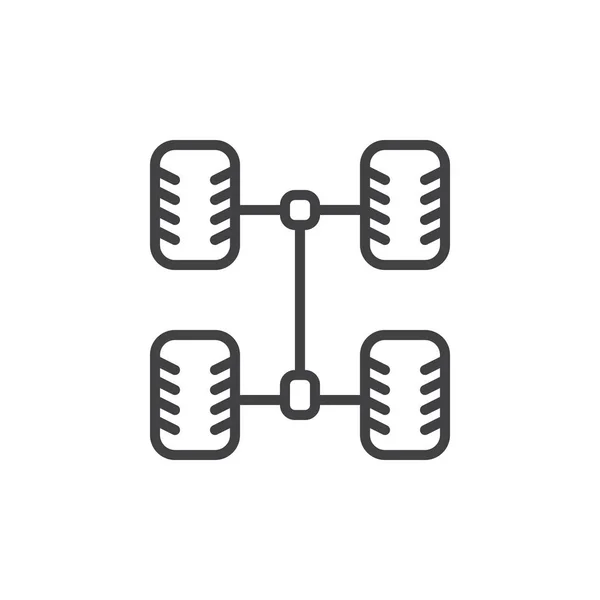 Иконка Линии Шасси Автомобиля Очертания Векторного Знака Пиктограмма Линейного Стиля — стоковый вектор