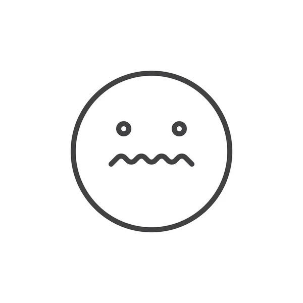Ikon Garis Emoticon Wajah Yang Ketakutan Tanda Vektor Garis Luar - Stok Vektor