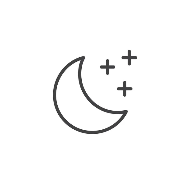 Księżyc Linia Ikona Wektor Znak Zarys Styl Liniowy Piktogram Białym — Wektor stockowy
