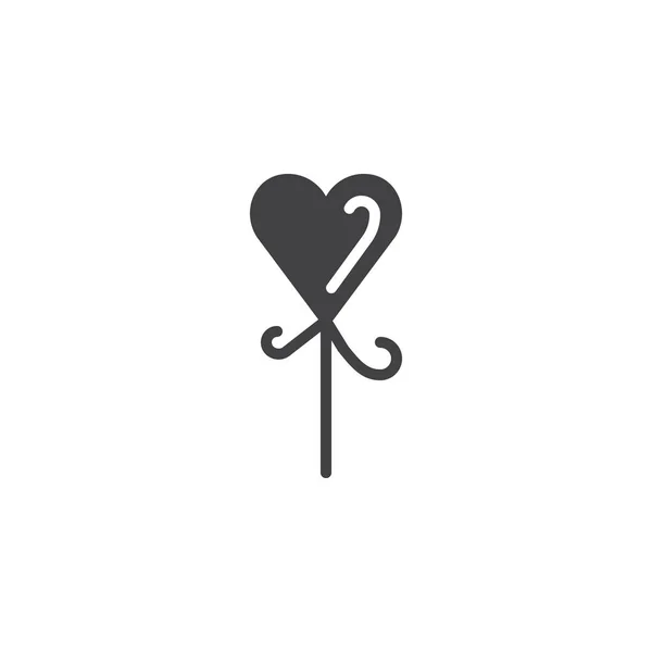 Corazón Lollipop Icono Vector Lleno Signo Plano Pictograma Sólido Aislado — Vector de stock