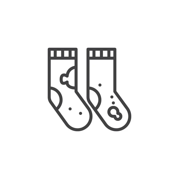 Брудні Шкарпетки Значок Лінії Контурний Векторний Знак Піктограма Лінійного Стилю — стоковий вектор