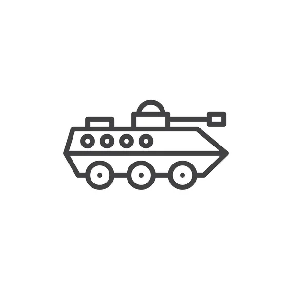 两栖军车线图标 轮廓矢量符号 线性样式象形文字隔离在白色 步兵装甲车符号 标志插图 可编辑笔画 — 图库矢量图片
