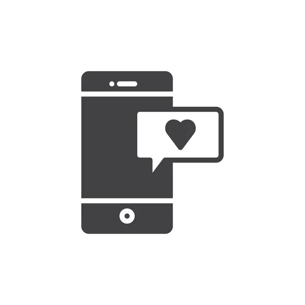 Smartphone Avec Vecteur Icône Message Cardiaque Panneau Plat Rempli Pictogramme — Image vectorielle