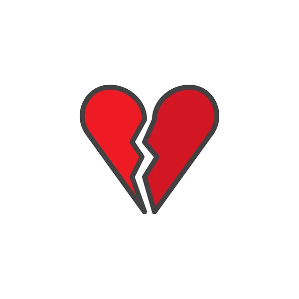 Иконка Разбитым Сердцем Знак Вектора Линии Линейная Красочная Пиктограмма Выделенная — стоковый вектор