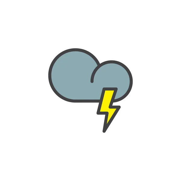 Хмарна Погода Громом Заповнена Значком Контуру Лінійний Векторний Знак Лінійна — стоковий вектор