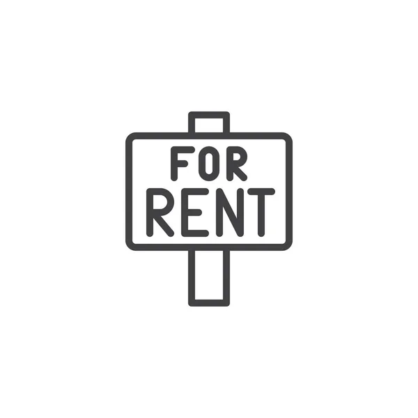 House Rent Sign Board Line Icon Outline Vector Sign Linear — Stock Vector