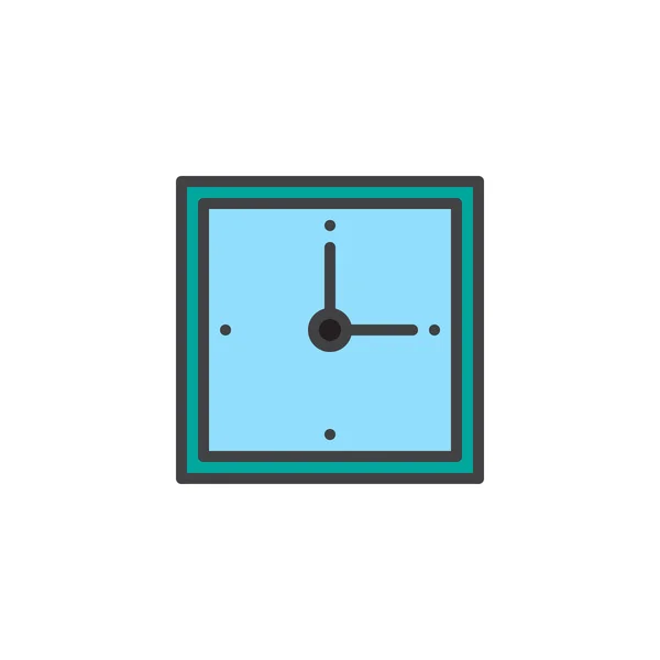 Horloge Carrée Murale Remplie Icône Contour Signe Vectoriel Ligne Pictogramme — Image vectorielle