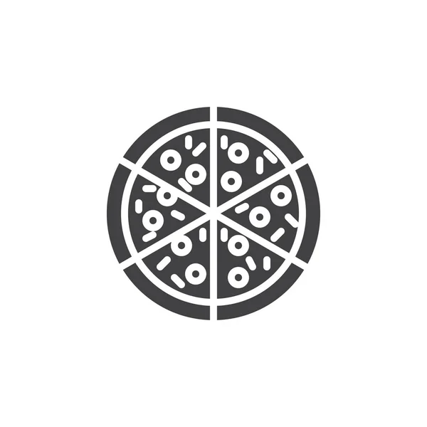 Vettore Icona Pizza Segno Piatto Pieno Pittogramma Solido Isolato Bianco — Vettoriale Stock