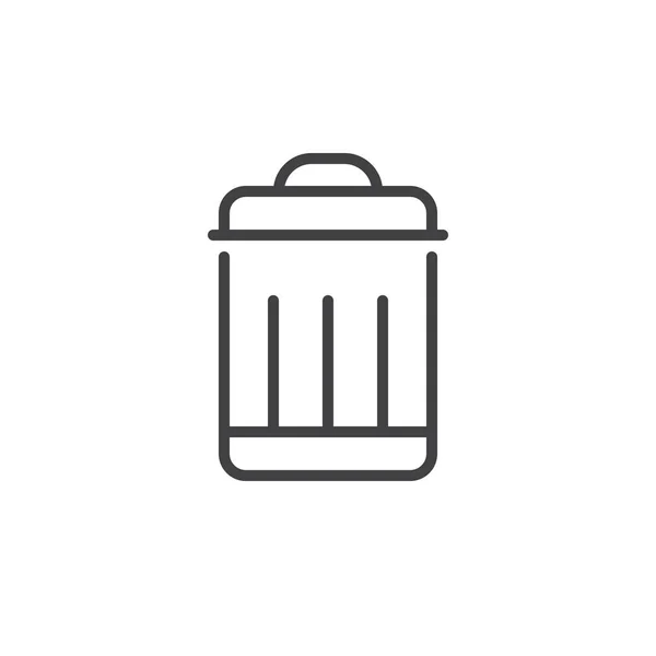 ゴミ箱行アイコン ベクトル記号の概要線形スタイル ピクトグラム白で隔離 シンボル ロゴの図 編集可能なストローク — ストックベクタ