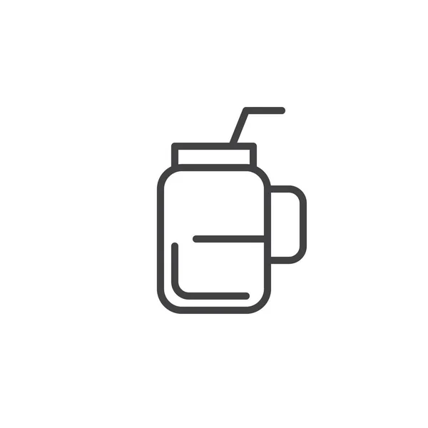 冰沙饮料在冰沙罐线图标 轮廓矢量符号 线性风格的象形文字隔离在白色 徽标插图 可编辑笔画 — 图库矢量图片
