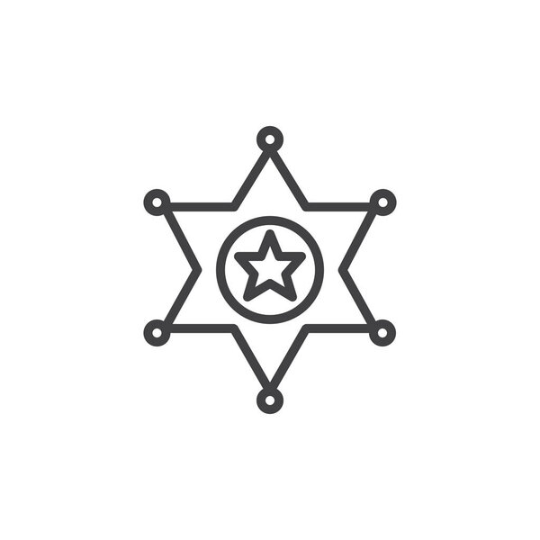 Sheriff's badge line icon, outline vector sign, linear style pictogram isolated on white. Symbol, logo illustration. Editable stroke