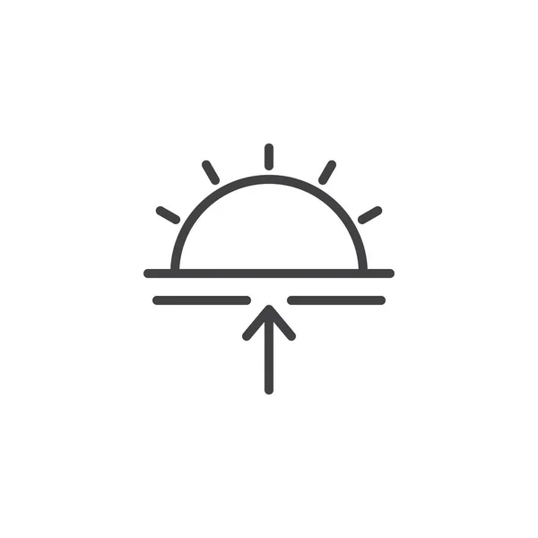 日出线图标 轮廓矢量符号 线性样式象形文字隔离在白色 太阳和箭头向上的符号 标志插图 可编辑笔画 — 图库矢量图片