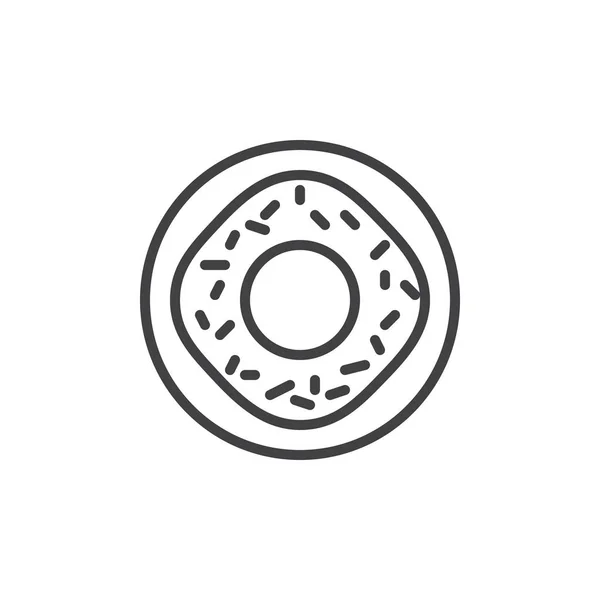 Donut Liniensymbol Umrissvektorzeichen Lineares Piktogramm Auf Weiß Isoliert Symbol Logoabbildung — Stockvektor