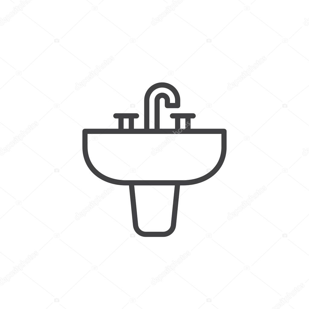 Sinks household equipment line icon, outline vector sign, linear style pictogram isolated on white. Symbol, logo illustration. Editable stroke