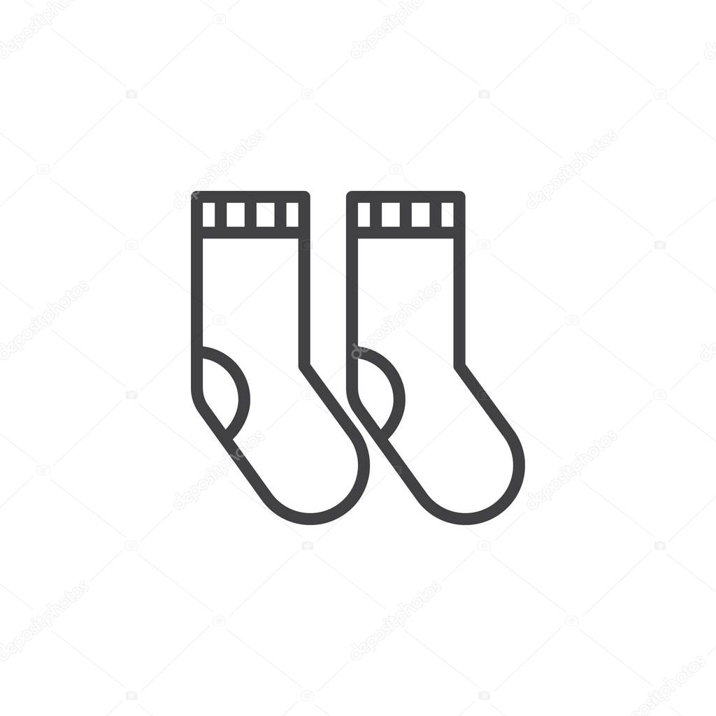 Socks line icon, outline vector sign, linear style pictogram isolated on white. Symbol, logo illustration. Editable stroke