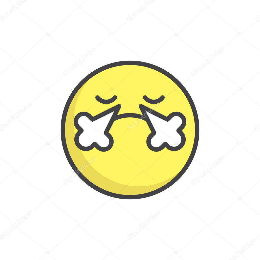 Angry face emoticon filled outline icon, line vector sign, linear colorful pictogram isolated on white. Emoji smiley symbol, logo illustration. Pixel perfect vector graphics