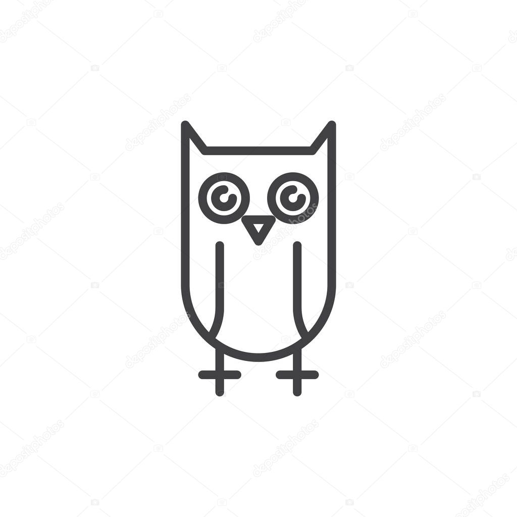 Owl line icon, outline vector sign, linear style pictogram isolated on white. Education symbol, logo illustration. Editable stroke