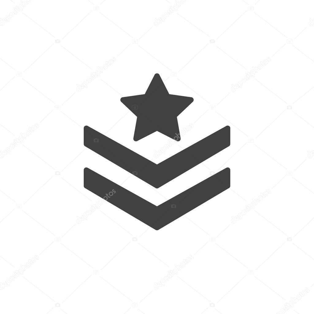 Rank shoulder straps with star icon vector, filled flat sign, solid pictogram isolated on white. Symbol, logo illustration.