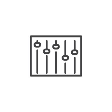 Ses karıştırıcı satırı simgesi, vektör işareti, anahat üzerinde beyaz izole doğrusal stil piktogram. Sembol, logo illüstrasyon. Düzenlenebilir kontur