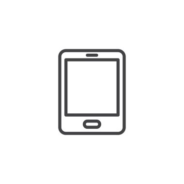 Tablet satırı simgesi, vektör işareti, anahat üzerinde beyaz izole doğrusal stil piktogram. Sembol, logo illüstrasyon. Düzenlenebilir kontur