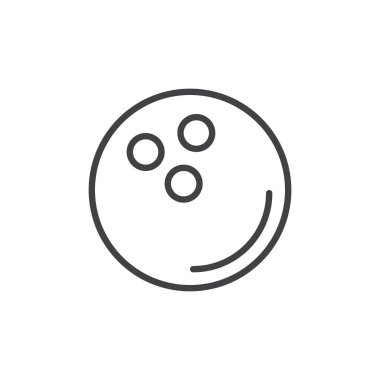 Bovling topu satırı simgesi, Anahat vektör işareti, üzerinde beyaz izole doğrusal stil piktogram. Sembol, logo illüstrasyon. Düzenlenebilir kontur