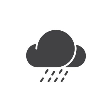 Şiddetli yağmur simge vektör, düz işareti, üzerinde beyaz izole katı piktogram dolu. Sembol, logo illüstrasyon.