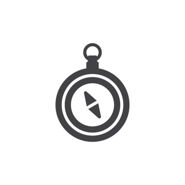 Pusula simgesini vektör, dolu düz işareti, üzerinde beyaz izole katı piktogram. Gezinti simgesi, logo illüstrasyon.