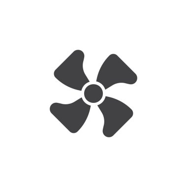 Radyatör fan simge vektör, düz işareti, üzerinde beyaz izole katı piktogram dolu. Sembol, logo illüstrasyon.