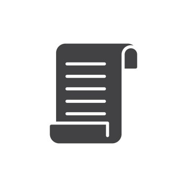 Kağıt simge vektör, dolu düz işareti, üzerinde beyaz izole katı piktogram. Belge