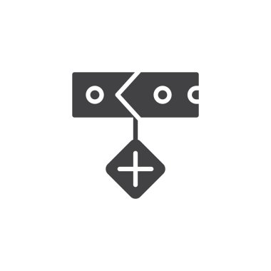 Kedi yaka simge vektör, dolu düz işareti, üzerinde beyaz izole katı piktogram. Sembol, logo illüstrasyon.