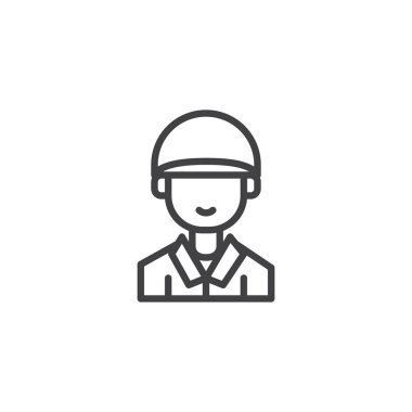 Asker satırı simgesi, vektör işareti, anahat üzerinde beyaz izole doğrusal stil piktogram. Sembol, logo illüstrasyon. Düzenlenebilir kontur