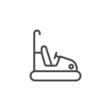 Çarpışan arabalara cazibe satırı simgesi, Anahat vektör işareti üzerinde beyaz izole doğrusal stil piktogram. Sembol, logo illüstrasyon. Düzenlenebilir kontur