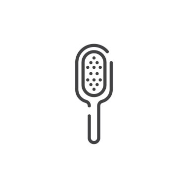 Tarak satırı simgesi, vektör işareti, anahat üzerinde beyaz izole doğrusal stil piktogram. Sembol, logo illüstrasyon. Düzenlenebilir kontur