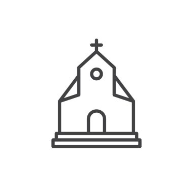 Kilise, satırı simgesi bina Anahat vektör işareti, doğrusal stil piktogram izole beyaz. Sembol, logo illüstrasyon. Düzenlenebilir kontur