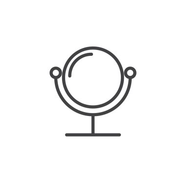 Ayna satırı simgesi, vektör işareti, anahat üzerinde beyaz izole doğrusal stil piktogram. Sembol, logo illüstrasyon. Düzenlenebilir kontur