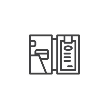 Restoran fatura satırı simgesi, Anahat vektör işareti üzerinde beyaz izole doğrusal stil piktogram. Sembol, logo illüstrasyon. Düzenlenebilir kontur