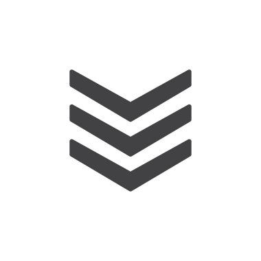 Rütbe omuz askıları simge vektör, dolu düz işareti, üzerinde beyaz izole katı piktogram. Sembol, logo illüstrasyon.