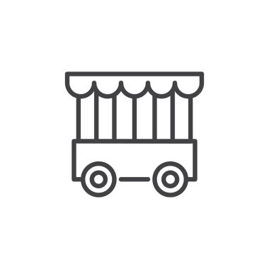 Mobil hayvan kafes satırı simgesi, Anahat vektör işareti üzerinde beyaz izole doğrusal stil piktogram. Sembol, logo illüstrasyon. Düzenlenebilir kontur