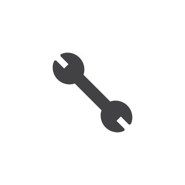 İngiliz anahtarı simgesini vektör, dolu düz işareti, katı piktogram beyaz izole. Sembol, logo illüstrasyon.