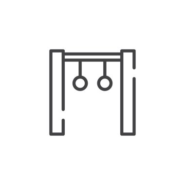 Spor yüzük satırı simgesi, vektör işareti, anahat üzerinde beyaz izole doğrusal stil piktogram. Sembol, logo illüstrasyon. Düzenlenebilir kontur