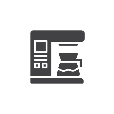 Kahve makinesi makinesi simge vektör, düz işareti, üzerinde beyaz izole katı piktogram dolu. Sembol, logo illüstrasyon.