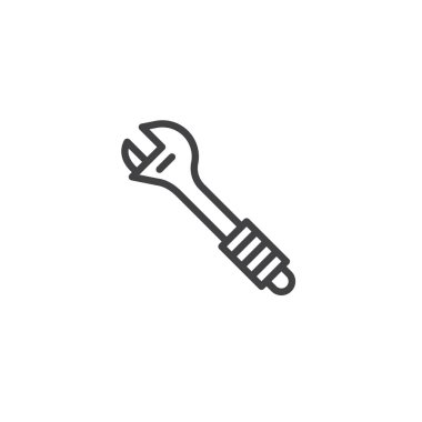 Ayarlanabilir anahtar satırı simgesi, Anahat vektör işareti üzerinde beyaz izole doğrusal stil piktogram. Sembol, logo illüstrasyon. Düzenlenebilir kontur