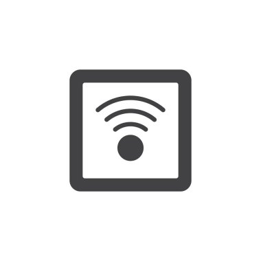 Wi-fi bölgesi simge vektör, düz işareti, üzerinde beyaz izole katı piktogram dolu. Sembol, logo illüstrasyon.