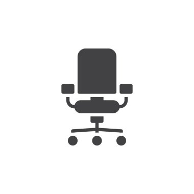 Ofis sandalye simge vektör, düz işareti, üzerinde beyaz izole katı piktogram dolu. Sembol, logo illüstrasyon.